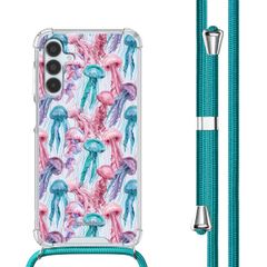 imoshion Design Hülle mit Band für das Samsung Galaxy A15 (5G/4G) - Jellyfish Watercolor