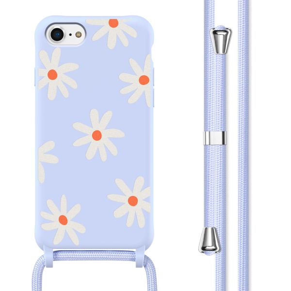 imoshion Silikonhülle design mit Band für das iPhone SE (2022 / 2020) / 8 / 7 - Lila Flower Distance