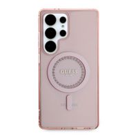 Guess MagSafe IML Strass Hülle Samsung Galaxy S25 Ultra - Rosa