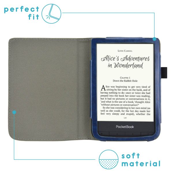 imoshion Vegan Leather Klapphülle Pocketbook Touch Lux 5 / HD 3 / Basic Lux 4 / Vivlio Lux 5 - Dunkelblau