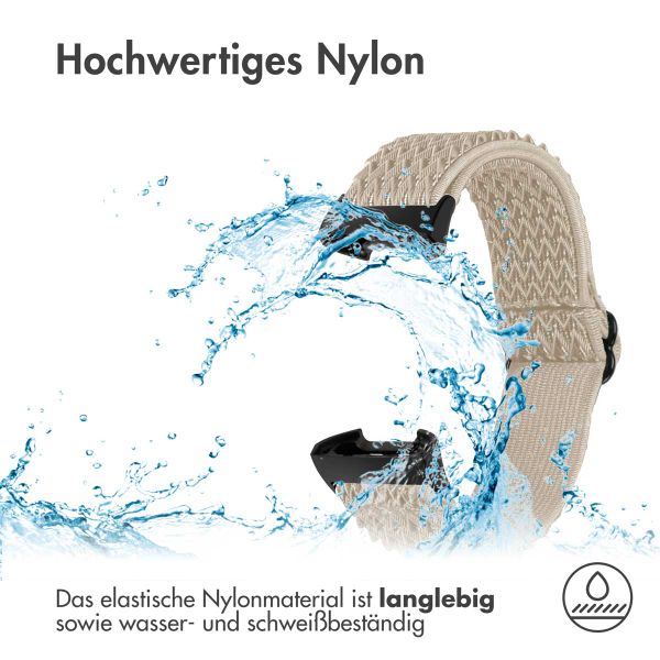 imoshion Elastisches Nylonarmband für das  Fitbit Charge 3 / 4 - Beige