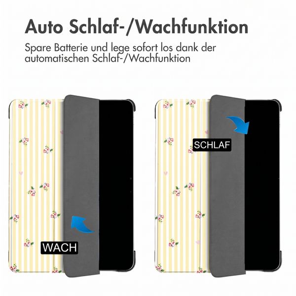 imoshion Design Trifold Klaphülle Samsung Galaxy Tab S9 11.0 Zoll / S10 Lite / S10 FE / S9 FE 10.9 Zoll - Garden Stripes