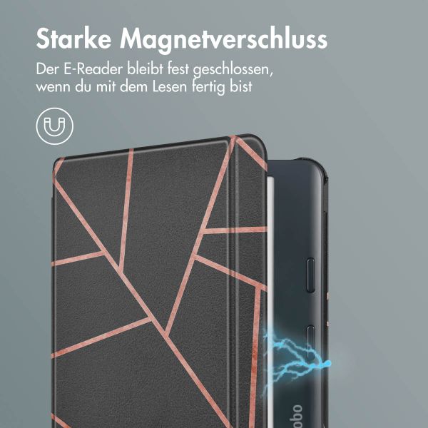 imoshion Design Slim Hard Case Sleepcover mit Stand Kobo Libra Colour - Black Graphic