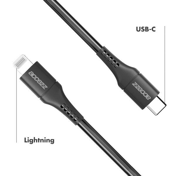 Accezz MFI-zertifiziertes Lightning- auf USB-C-Kabel - 1 m - Schwarz