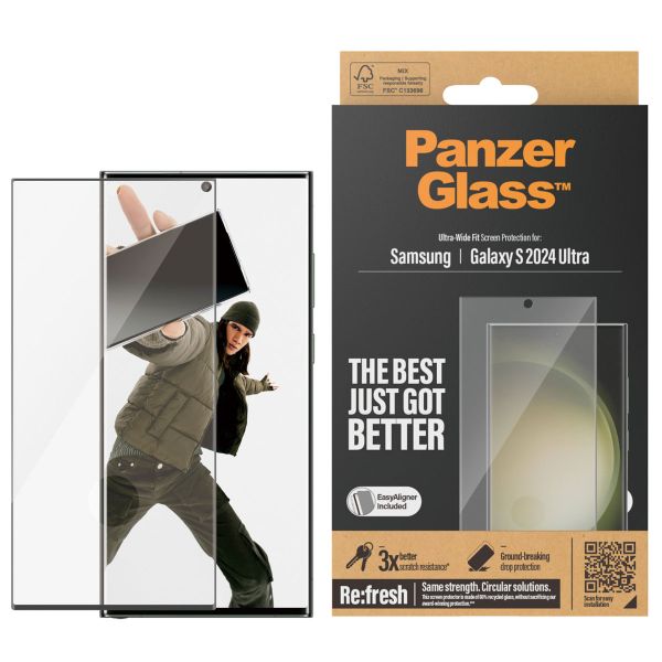 PanzerGlass Refresh Ultra-Wide Fit Anti-Bacterial Screenprotector inkl. Applikator für das Samsung Galaxy S24 Ultra