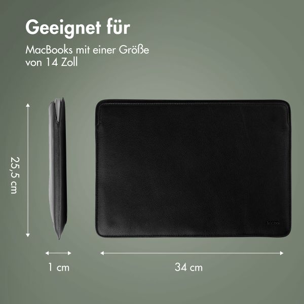 Accezz Leather Laptop Hülle Apple MacBook 14 Zoll - Laptop Sleeve - Schwarz