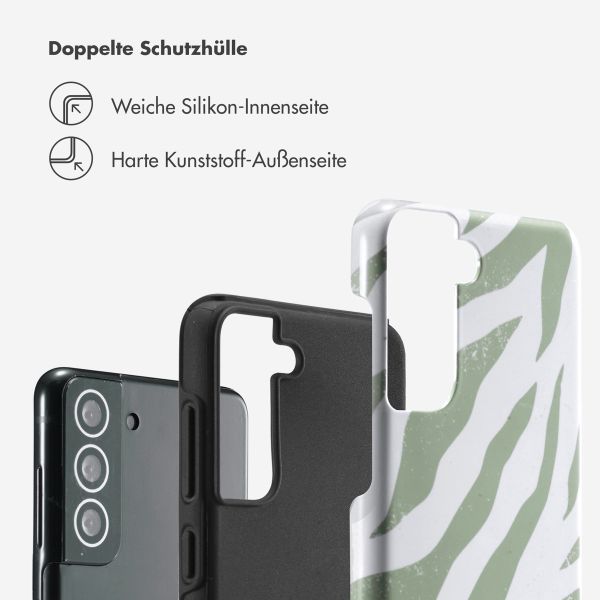 Selencia Vivid Back Cover Samsung Galaxy S21 FE - Colorful Zebra Sage Green