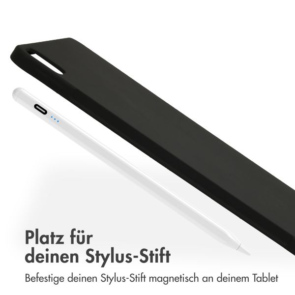 Accezz Liquid Silicone Back Cover mit Stifthalter für das iPad Air 13 Zoll (2024) M2 - Schwarz