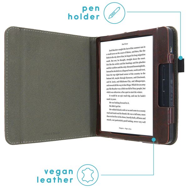 imoshion Vegan Leather Klapphülle Kobo Libra H2O - Dunkelbraun