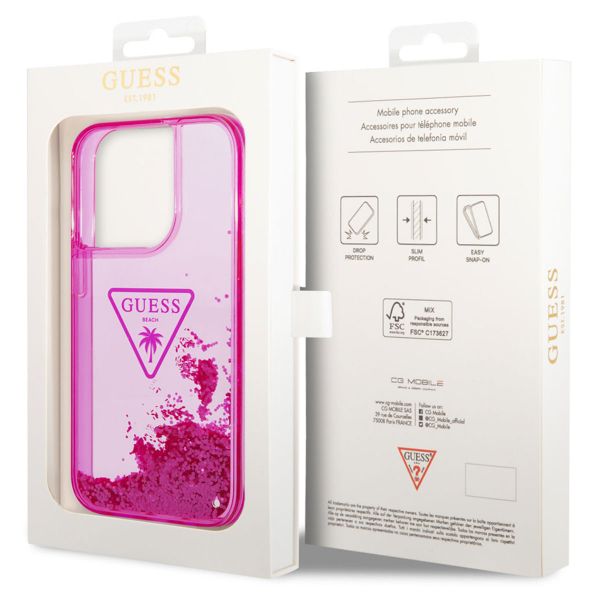 Guess Liquid Glitter Back Cover für das iPhone 14 Pro - Fuchsia