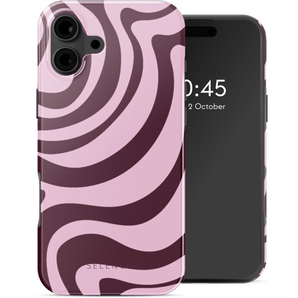 Selencia Vivid Tough Back Cover MagSafe für das iPhone 16 - Wavy Swirl Pink Plum