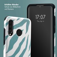 Selencia Vivid Tough Back Cover für das Huawei P30 Lite - Colorful Zebra Pine Blue