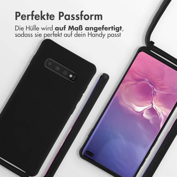 imoshion Silikonhülle mit Band für das Samsung Galaxy S10 Plus - Schwarz