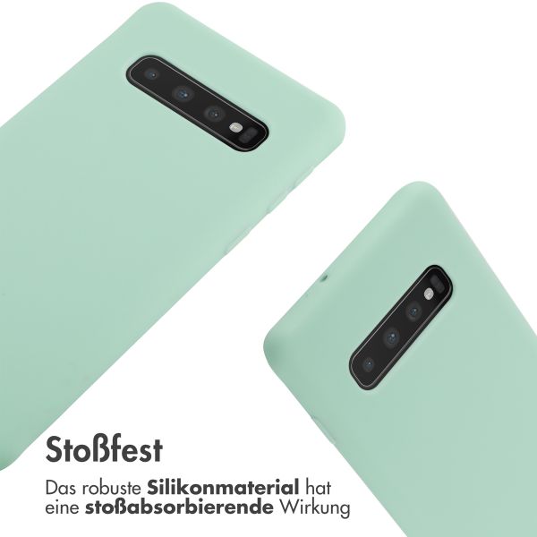 imoshion Silikonhülle mit Band für das Samsung Galaxy S10 Plus - Mintgrün