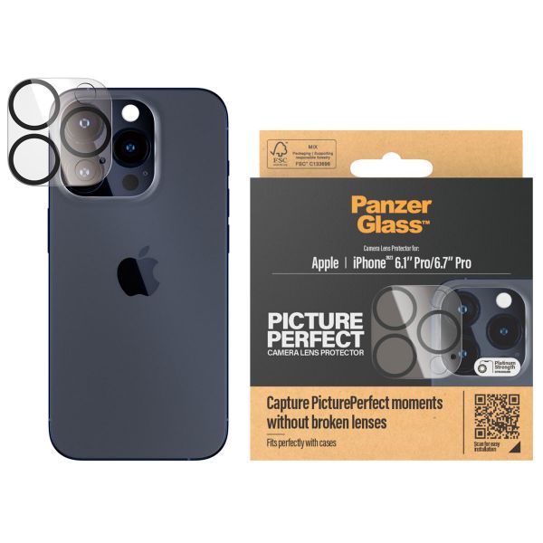 PanzerGlass Kameraprotektor aus Glas für das iPhone 15 Pro / 15 Pro Max