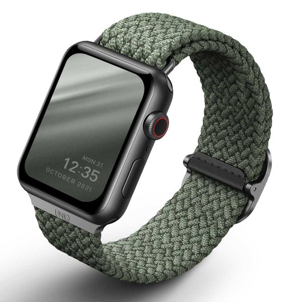 Uniq Aspen Geflochtenes Armband für das  Apple Watch Series 1 t/m 9 / SE (38/40/41 mm) | Series 10 / 11 (42 mm) - Cypress Green