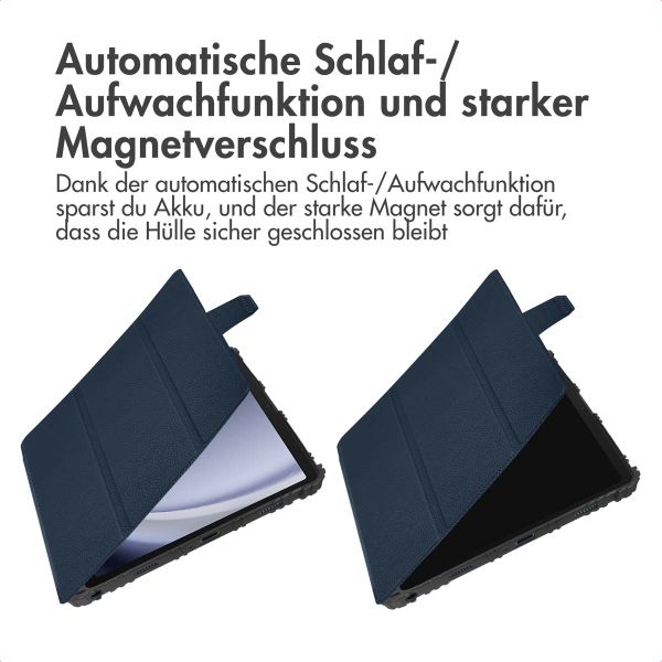Accezz Rugged Trifold Klapphülle Samsung Galaxy Tab A9 Plus - Dunkelblau
