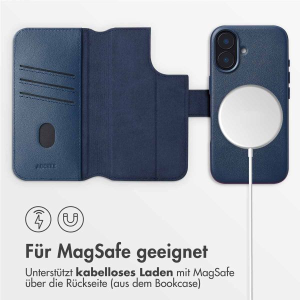 Accezz 2-in-1 Klapphülle aus Leder mit MagSafe für das iPhone 16  - Nightfall Blue