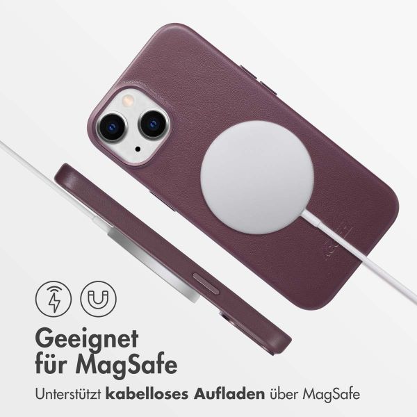 Accezz MagSafe Leather Backcover für das Apple iPhone 14 - Heath Purple