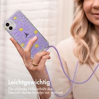 imoshion Design Hülle mit Band Apple iPhone 12 (Pro) - Tropical Violet Flowers Connect