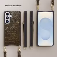 Selencia Nova Croco HandyHülle mit Kordel und Kartenhalter Samsung Galaxy S26 - Dark Olive