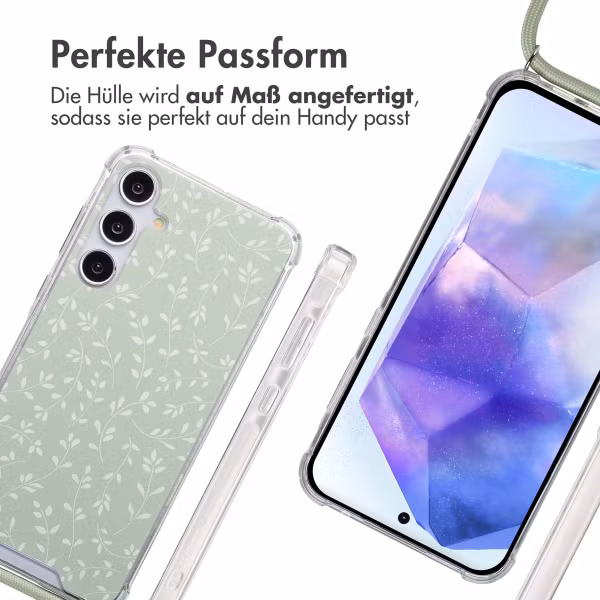 imoshion Design Hülle mit Band Samsung Galaxy A55 - Smoke Green Flowers