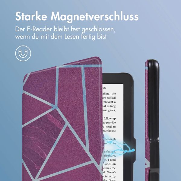 imoshion Design Slim Hard Case Sleepcover für das Kobo Clara 2E / Tolino Shine 4 - Bordeaux Graphic