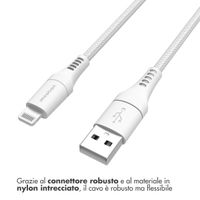 imoshion Lightning naar USB kabel - Non-MFi - Gevlochten textiel - 3 meter - Wit - Apple iPad 5 (2017) 9.7 inch