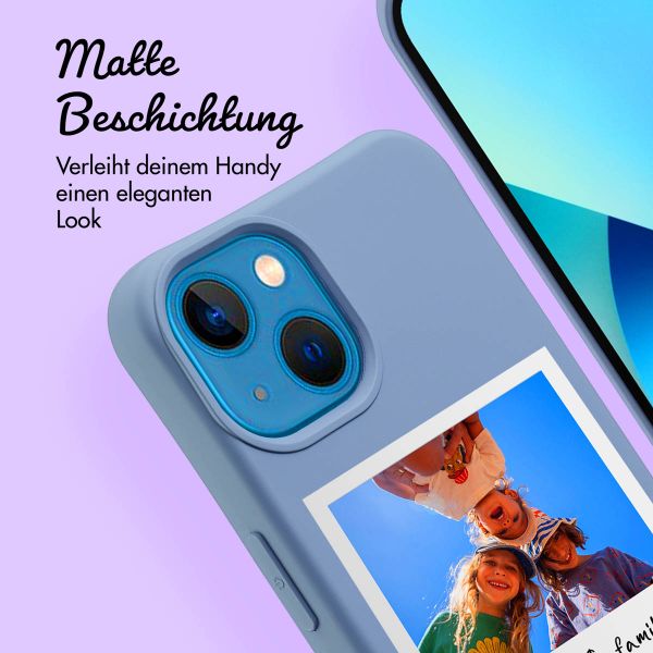 Personalisierte Color Backcover MagSafe mit abtrennbarem Band und Polaroid für iPhone 13 - Ash Blue