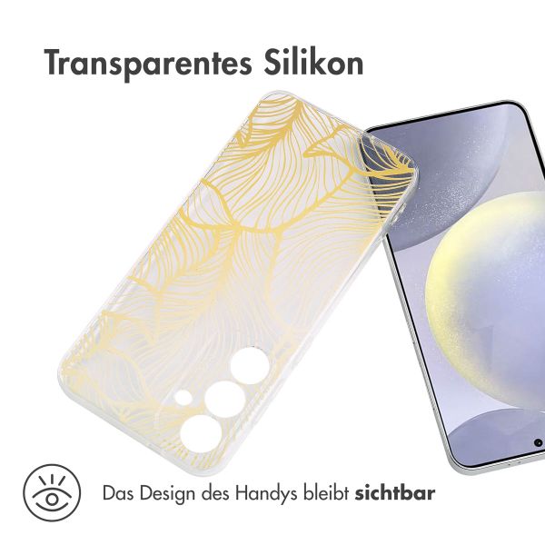 imoshion Design Hülle Samsung Galaxy S25 Plus - Golden Leaves Transparent