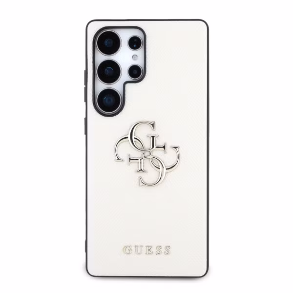 Guess 4G Metal Logo Saffiano Backcover Samsung Galaxy S25 Ultra - Beige