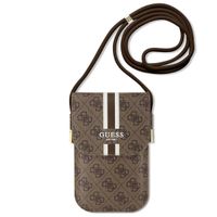 Guess 4G Leather Stripes Handytasche - Braun