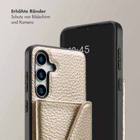 Selencia Sera Kordel-Hulle mit Kartenhalter-Umschlag für das Samsung Galaxy S25 - Champagne