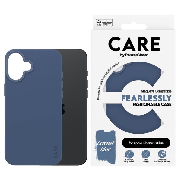 CARE by PanzerGlass Fashion Back Cover MagSafe für das iPhone 16 Plus - Blau