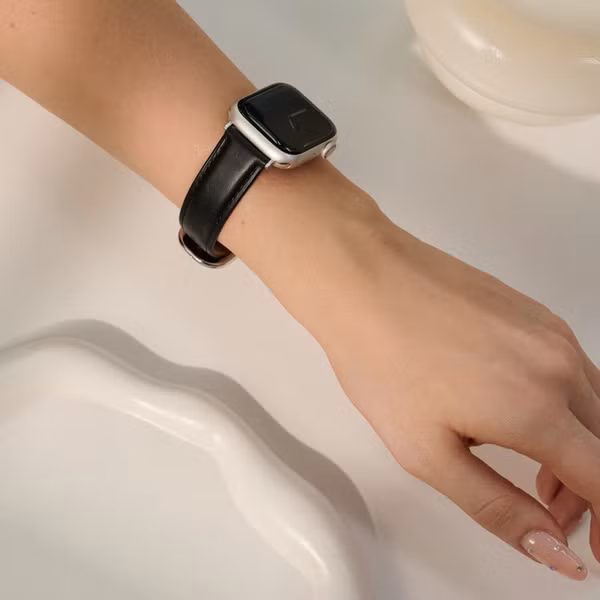 Burga Armband aus echtem Leder für Apple Watch Series 1 - 11 / SE / Ultra (44/45/46/49 mm) - Don't Text / Silver