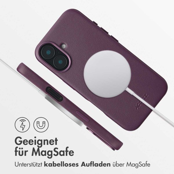 Accezz MagSafe Leather Backcover für das iPhone 16 - Heath Purple