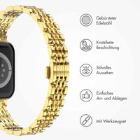 Selencia Jubilee inspiriertes schmales Edelstahlarmband für Apple Watch Series 1 t/m 9 / SE (38/40/41 mm) | Series 10 / 11 (42 mm) - Gold