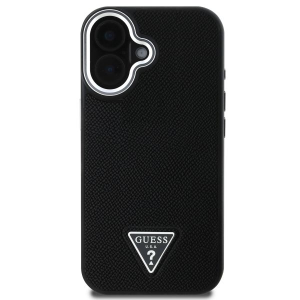 Guess Grained Triangle Case MagSafe für das iPhone 16 - Black