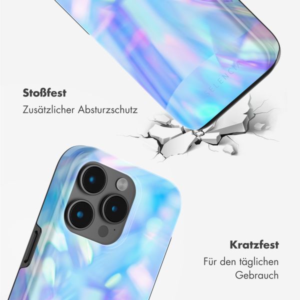 Selencia Vivid Tough Back Cover mit MagSafe für das iPhone 15 Pro Max - Holographic Blue Dream