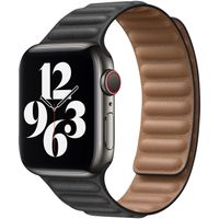 Apple Leather Link für die Apple Watch Series 1 bis 9 / SE (38/40/41 mm) | Series 10 (42 mm) - Größe S/M - Schwarz