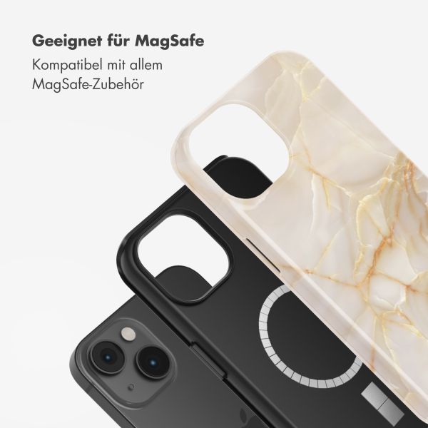 Selencia Vivid Tough Back Cover mit MagSafe für das iPhone 14 - Golden Beige Marble