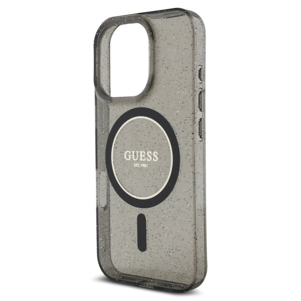 Guess MagSafe IML Glitter Case mit Beads Strap für das iPhone 16 Pro Max - Black