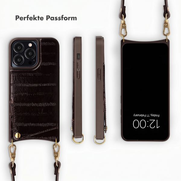 Selencia Nova Echtleder Backcover mit Kartenhalter Apple iPhone 13 Pro - Dark Chocolate