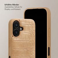 Selencia Nova Croco HandyHülle mit Kordel und Kartenhalter Apple iPhone 16 - Toasted Almond