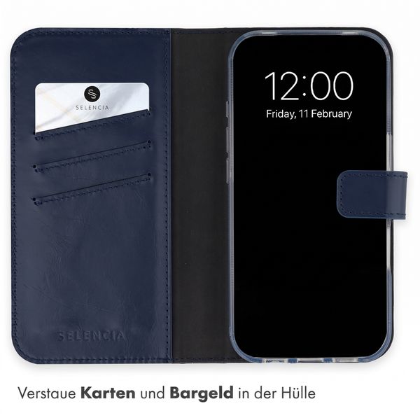 Selencia Echtleder Klapphülle Apple iPhone 18 Pro Max / 17 Pro Max - Blau