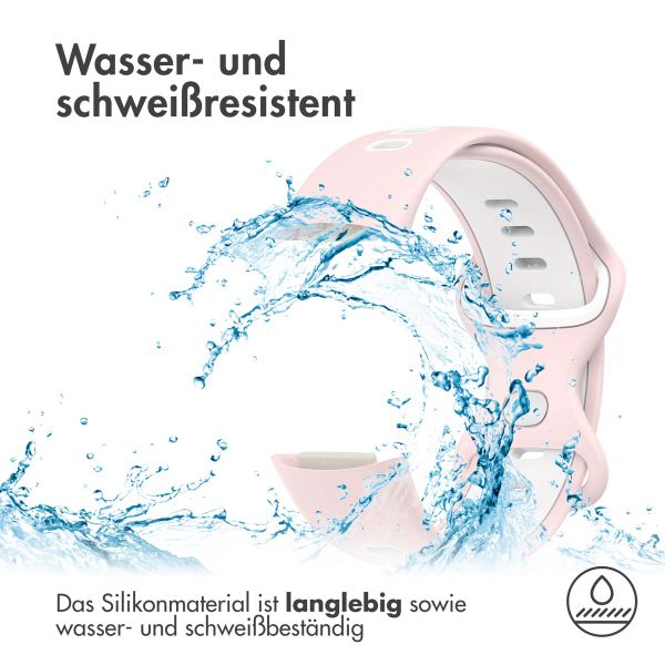 imoshion Silikonband Sport für das Fitbit Charge 5 / Charge 6 - Rosa / Weiß