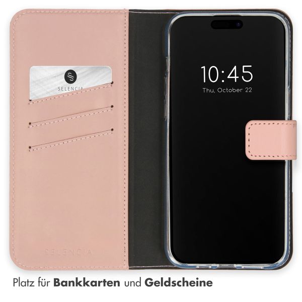 Selencia Echtleder Klapphülle für das iPhone 15 Pro Max - Dusty Pink