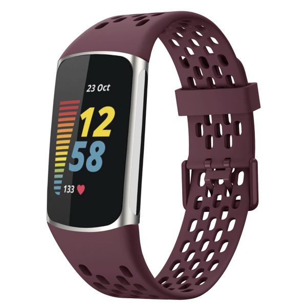 imoshion Silikon Sportarmband mit Löchern für die Fitbit Charge 5 / Charge 6 - Dunkelrot