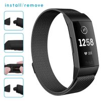 imoshion Milanese Watch Armband Fitbit Charge 3 / 4 - Schwarz