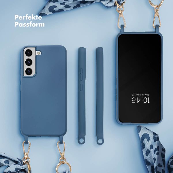 Selencia Back Cover mit Luxuriöser Handschlaufe Samsung Galaxy S22 - Blau
